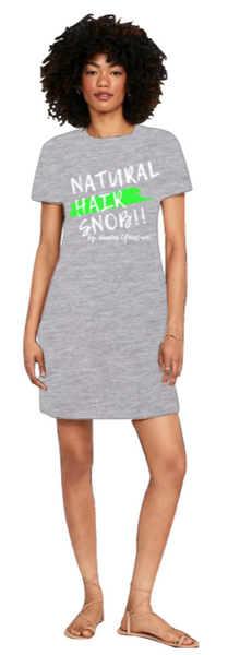 Natural Hair Snob T-Shirt Dress (Mint Green Paint Swipe)