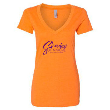 Orange v best sale neck t shirt